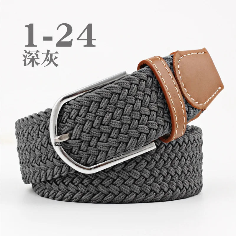 105cm Stretch Woven Belt, Unisex Canvas Belts Fashion Casual Student Belt Women Cinturon Male Waistband.