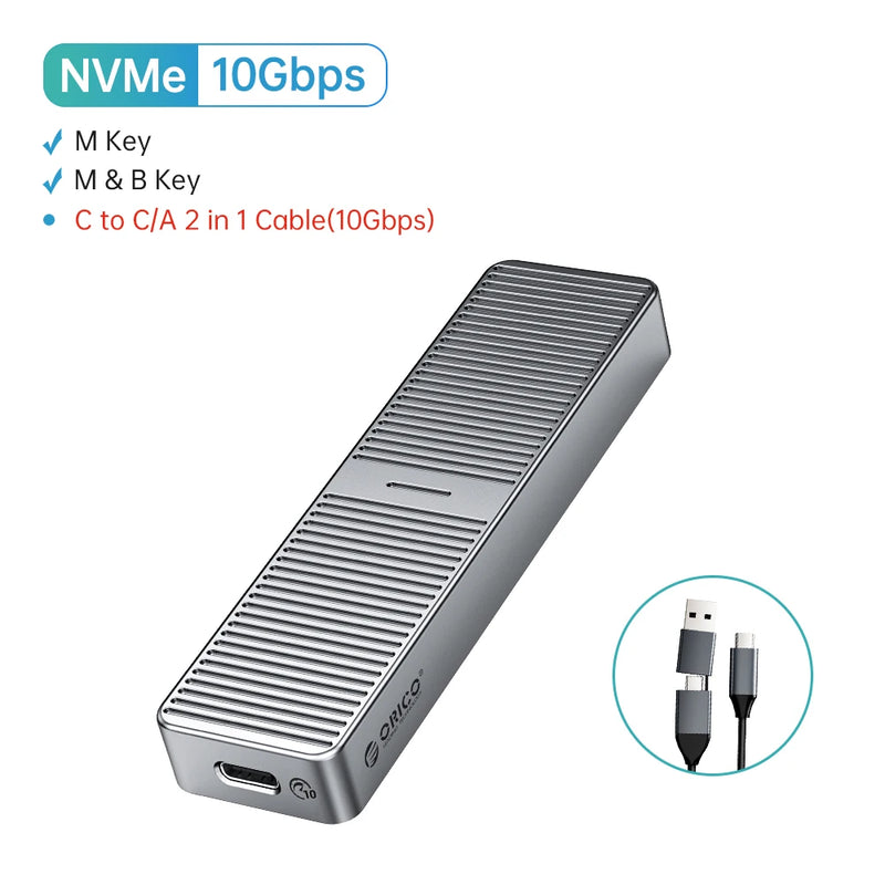 ORICO 20Gbps M.2 NVME SSD Case with Built-in Cooling Vest Upgraded Aluminum Type-C M2 NVME SSD Enclosure for Solid State Drive