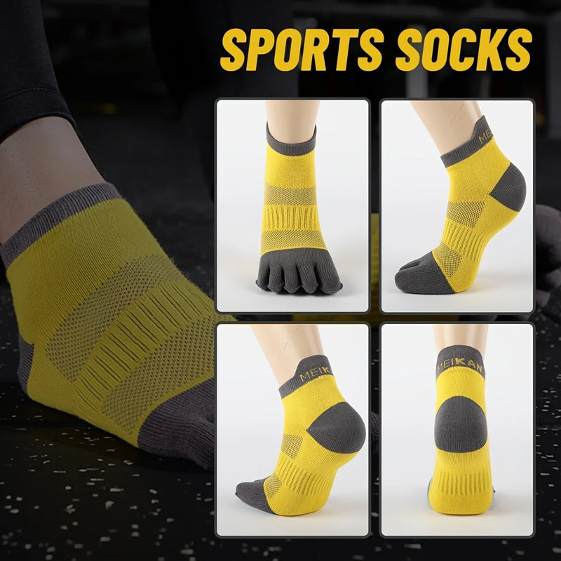 WRELS COOLMAX Sports Five Finger Socks Breathable Comfortable Anti Friction Athletic Running Five Toe Socks Marathon Toesocks