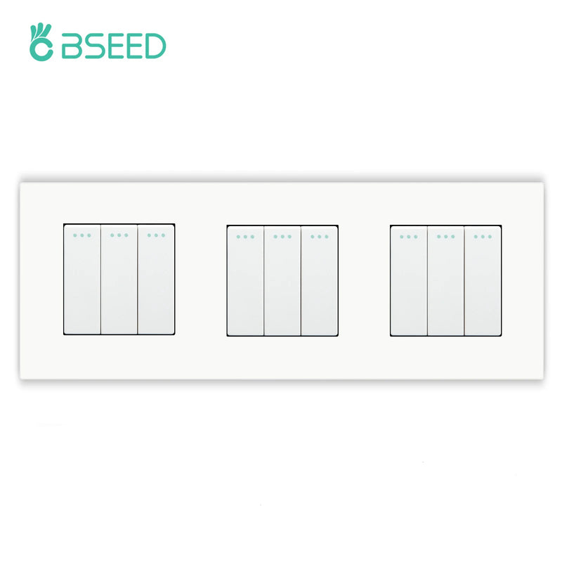 BSEED Mechanical Button Switch 1/2/3Gang 1Way Plus Wall Socket Power Outlets Plastic Panel Wall Light Switch On Off