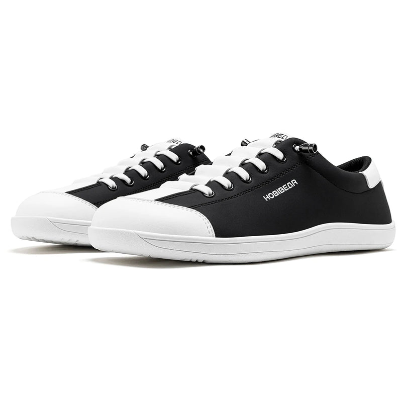 HOBIBEAR Unisex Barefoot Wide Toe Shoes Women Men Artificial Leather Minimalist Sneakers Adjustable Slip On Walking Shoes
