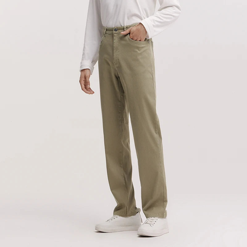 Semir Comfort Pants Men Spring Solid Color Versatile Straight Leg Minimalist Fashion Back Elastic Waist Long Trousers