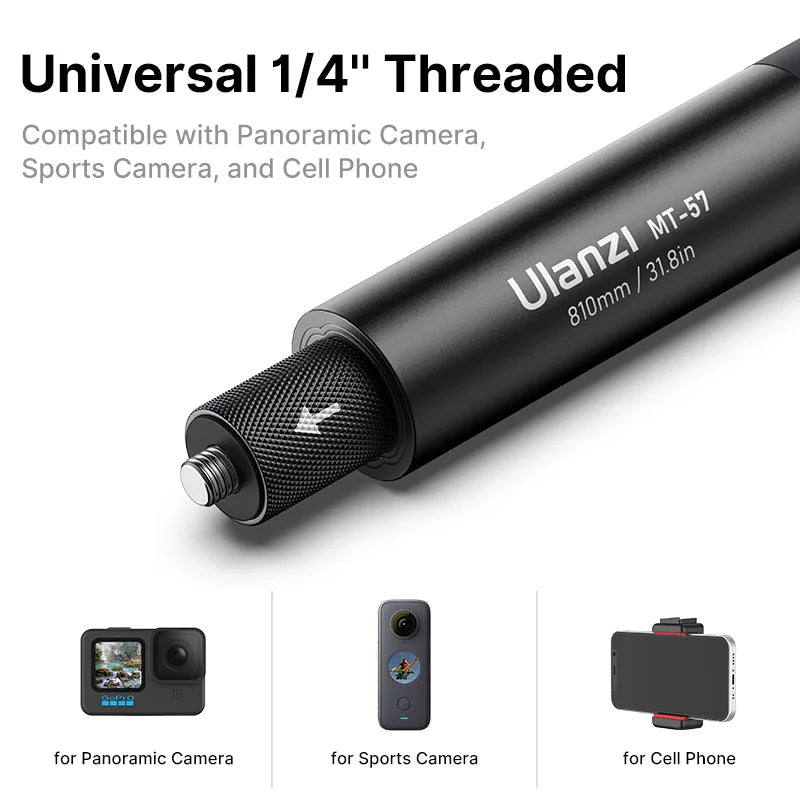 ដំបង Selfie មើលមិនឃើញ Ulanzi MT-57 MT-58 Insta360 80/120CM អាចពង្រីកបាន ដំបងជាសកលសម្រាប់ GoPro Insta360 X4 X3 X2 GO 2