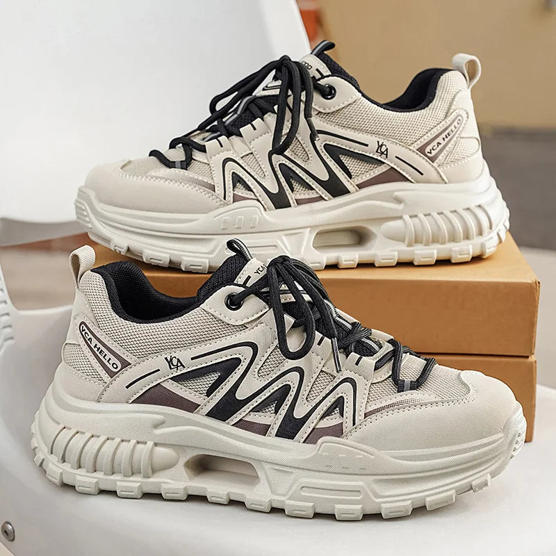 Men's platform casual shoes four seasons breathable light soft-sole comfort walking shoes fashion Joker outdoor running sneakers