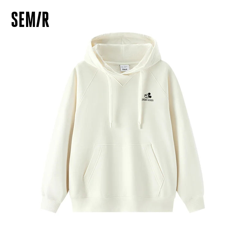 Semir Slouchy Hoodie Women Spring Loose Raglan Sleeve Hooded Embroidered Fun Style Casual Comfortable Daily Wear Top