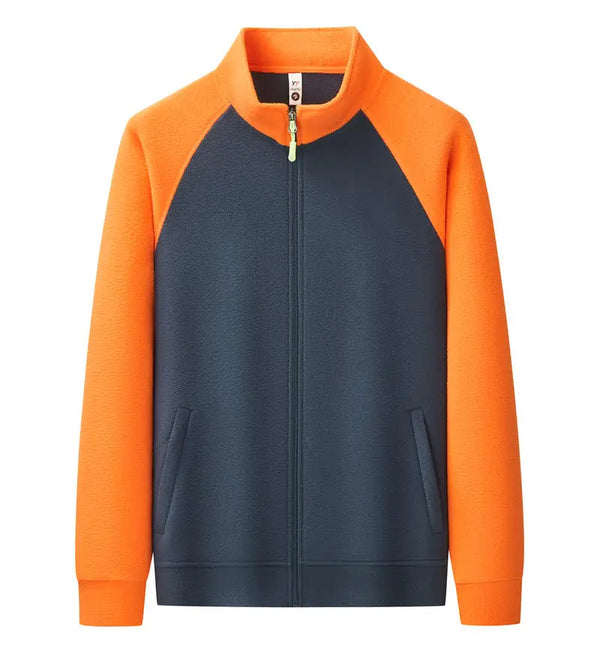 Autumn and Winter New Arrival zipper work jacket Custom-made polar fleece two-color stand-up collar hoodie with logo printing