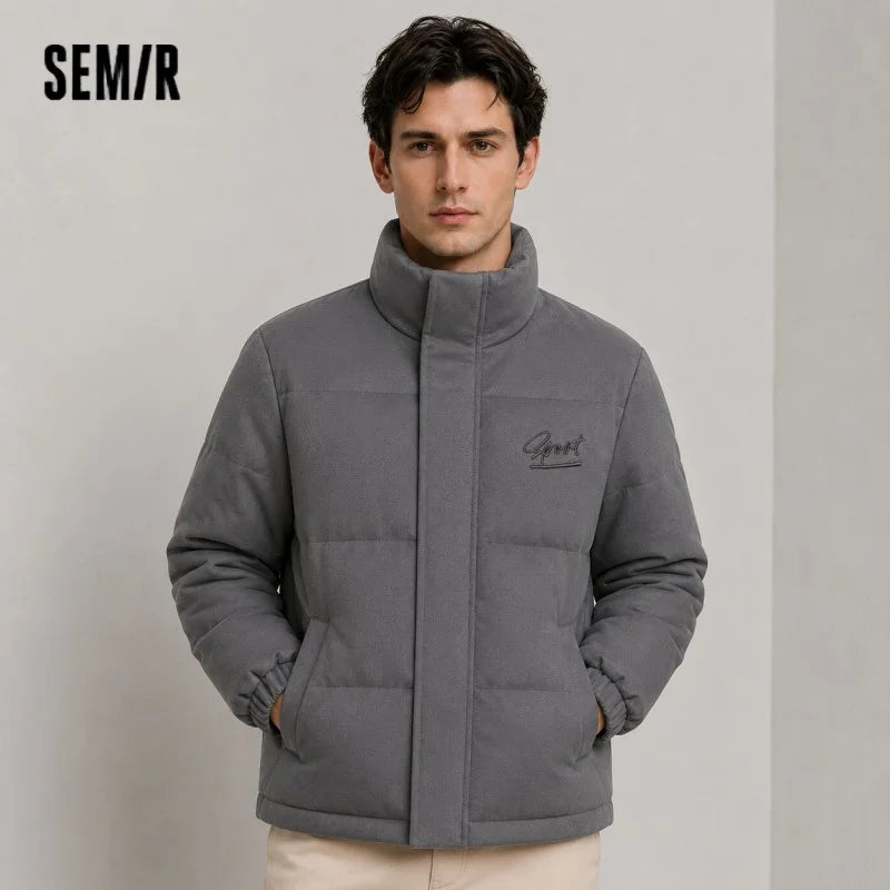 Semir Thick Warm Down Coat Stand Collar Men 2025 Winter Embroidered Sporty Casual Couple Fashion Stylish Outdoor Jacket