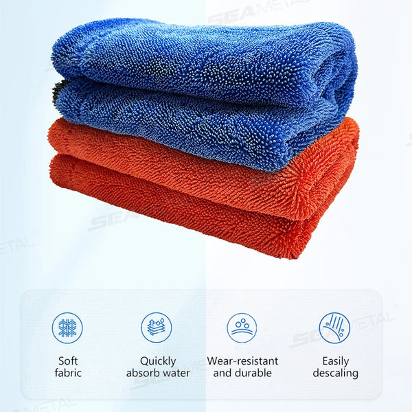 SEAMETAL 1200GSM Car Wash Microfiber Towel 60x90cm Car Drying Towel Double-Sided High-Absorbent Thick Soft Towel Scratch-Free