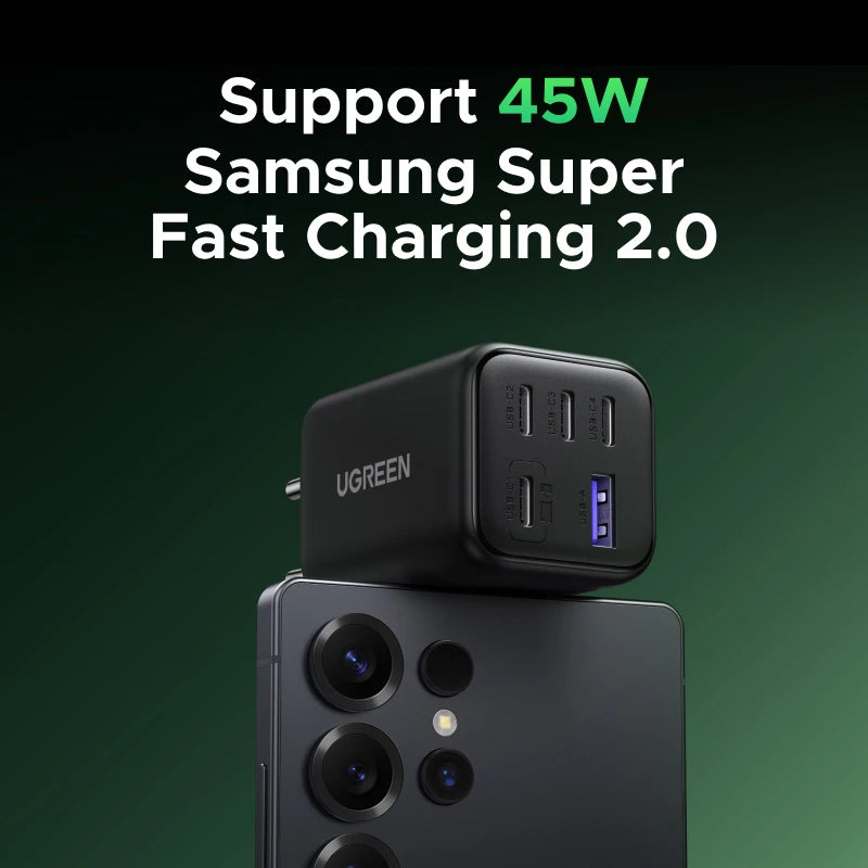 UGREEN 45W GaN Charger 5 Ports PD 3.0 UFSC PPS For iPhone 18 17 16 Pro Max Samsung S26 Xiaomi Tablet iPad Air USB C Fast Charger