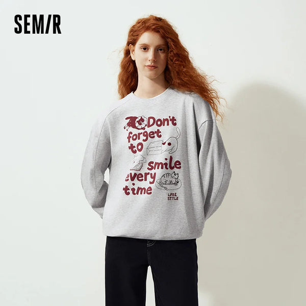 អាវយឺត Semir សម្រាប់នារី រចនាបថឆ្មា រាងធំ ប្រវែងមធ្យម ឆ្នាំ២០២៦ រដូវរងា ទន់ ស្រួល ធម្មតា ស្ទីលក្តៅ ពាក់ជារៀងរាល់ថ្ងៃ