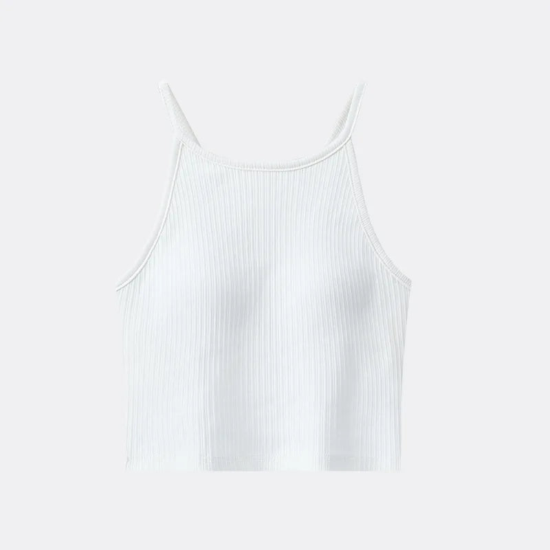 Beauty Back Sling Vest Bra Pad Women's Summer Pajamas Top Belt Chest Pad Backless Bottoming Top One Piece Sleepwear T Shirt