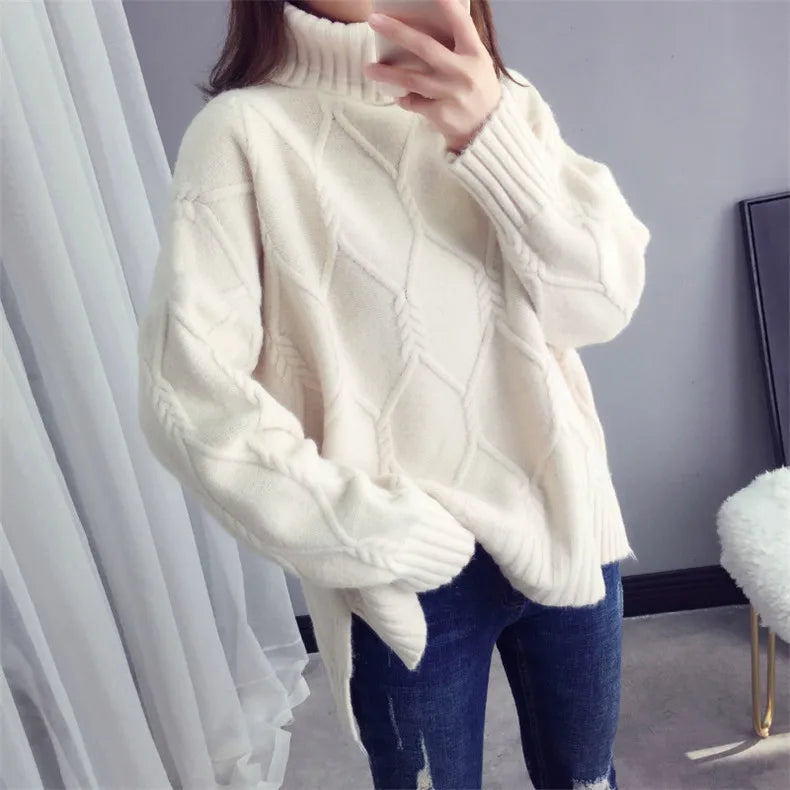 Thicken Warm High Collar Sweater For Women Pullovers Casual Autumn Winter Pull Femme Loose Bottoming Tops Knitwears Clothes