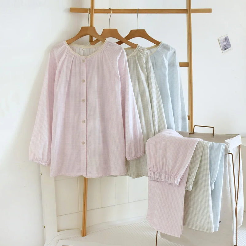 Women's 2-piece Loungewear Suit Long Sleeve Top and Pants Nightwear Home Clothes Casual Spring Autumn Sleepwear Female Clothing