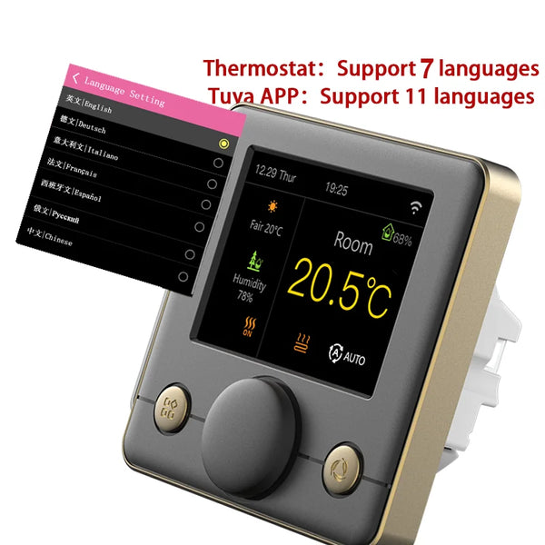 ឧបករណ៍វាស់សីតុណ្ហភាព Smart Tuya WiFi ឧបករណ៍ចាប់សញ្ញាសំណើម ឧបករណ៍បញ្ជាសីតុណ្ហភាព ទឹក អគ្គិសនី ឡចំហាយឧស្ម័ន Alexa Google Yandex