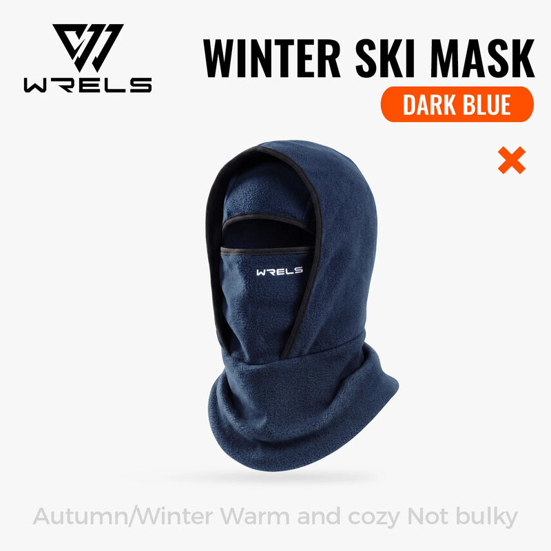 WRELS Ski Mask Fleece Balaclava Windproof Thermal Full Face Mask Motorcycle Cycling Outdoor Work Men Women Thick Warm Neck Cover