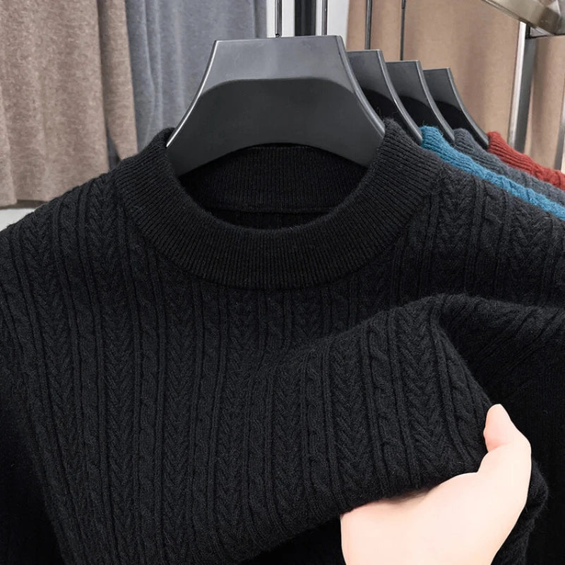Autumn and Winter Warm Turtleneck O-neck Sweater Men's Thickened Slim-fit Bottoming Shirt.Fine knit sweater. M-4XL