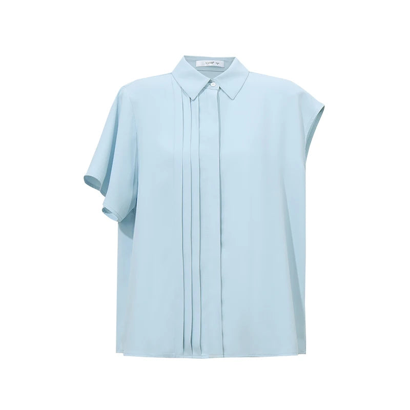 Amii Women's Blouse 2026 Summer New Lapel Collar Asymmetric Dolman Sleeve Chiffon Top Loose Fit Women's Elegant Blouses 12642052