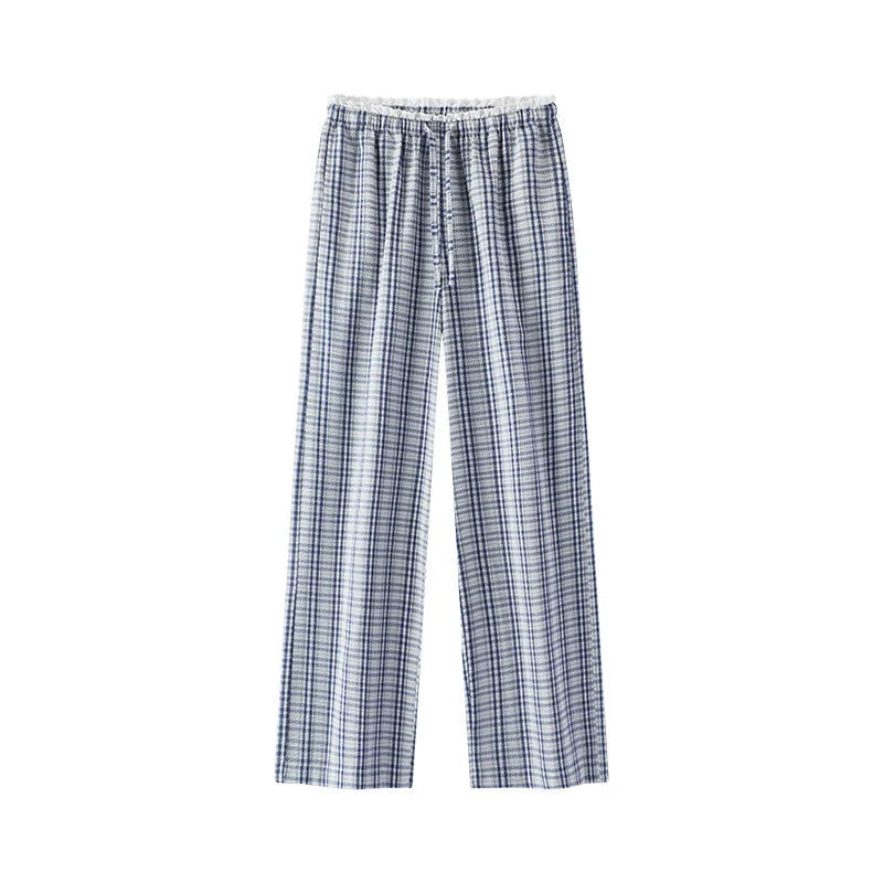 Semir Women Pants Plaid 2026 Textured Ruffle Trim Wide Leg Urban Casual Everyday Style Soft Comfortable Daily Wear Trendy