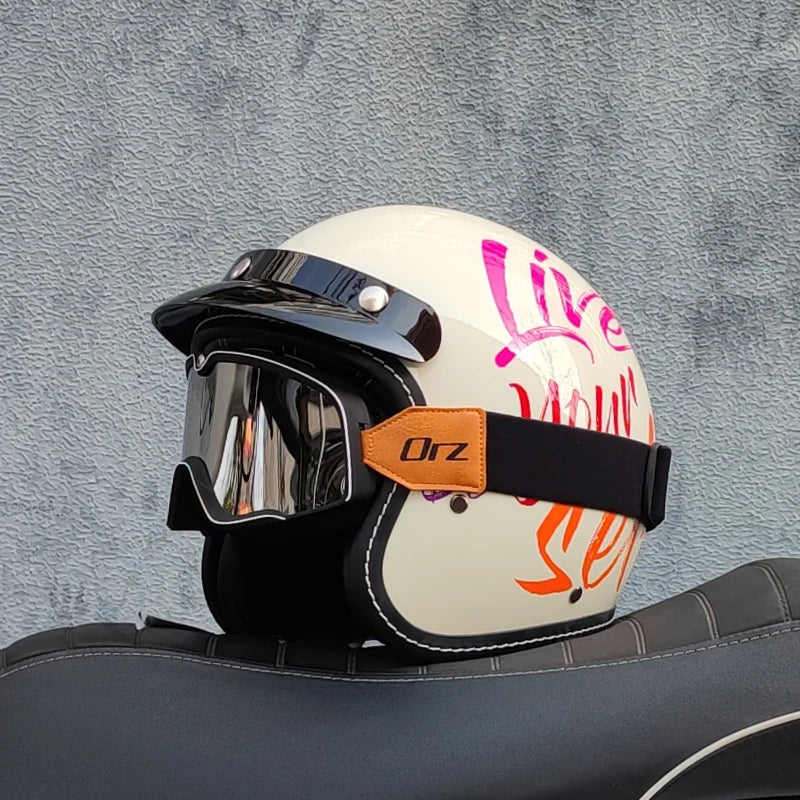 ORZ High-Quality Motorcycle Retro Helmet 3/4 Semi Covered Helmet Couple Scooter Cascos Para Moto Capacetes De Moto