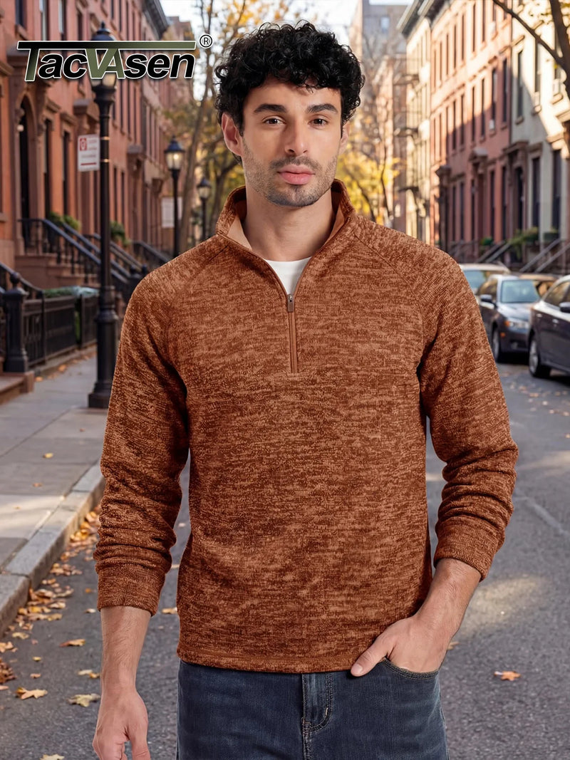 TACVASEN Mens Quarter Zip Pullover Long Sleeve Fleece Golf Sweatshirts Winter Warm Breathable Stretchy Daily Casual Shirts