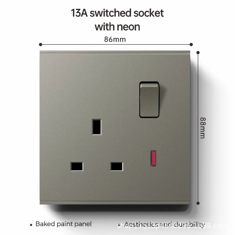 UK 13A with USB Type-c 18W Quick Charge Wall Power Socket Plug,Universal Wall light Switch Panel Dual USB Electrical Outlet