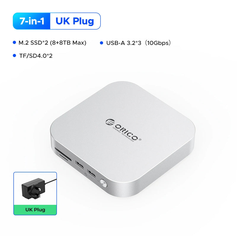 ORICO MiniLink USB C Hard Drive Enclosure Docking Multi Interface Converter SD/TF 4.0 USB4 Transfer Designed for MacMini M4 Dock