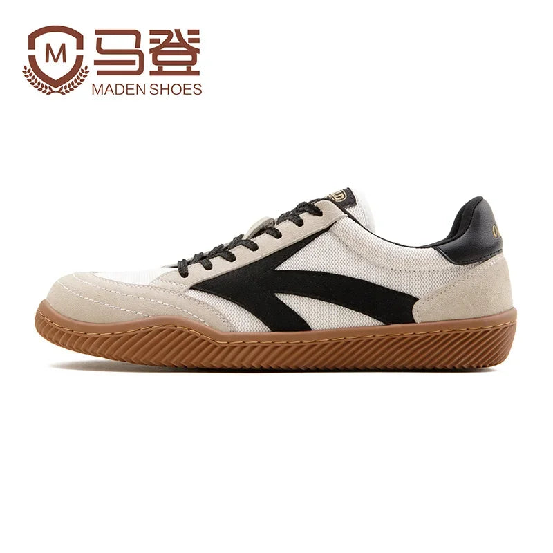 Maden Retro Unisex Patchwork German Trainers Shoes for Summer Classic White Low Top Sports Tennis Shoes Outdoor Lace-Up Sneakers