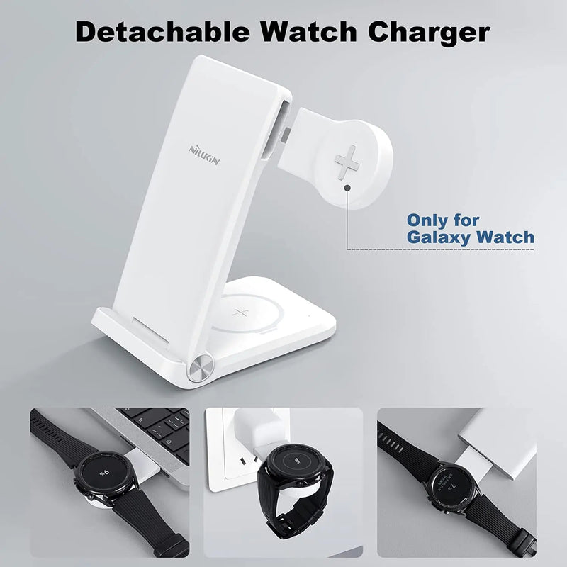 NILLKIN Wireless Chargers 3 in 1 For Galaxy Watch 5/5 Pro 15W Qi Fast Charging Station For Samsung S23/S22/S21 Charger Stand