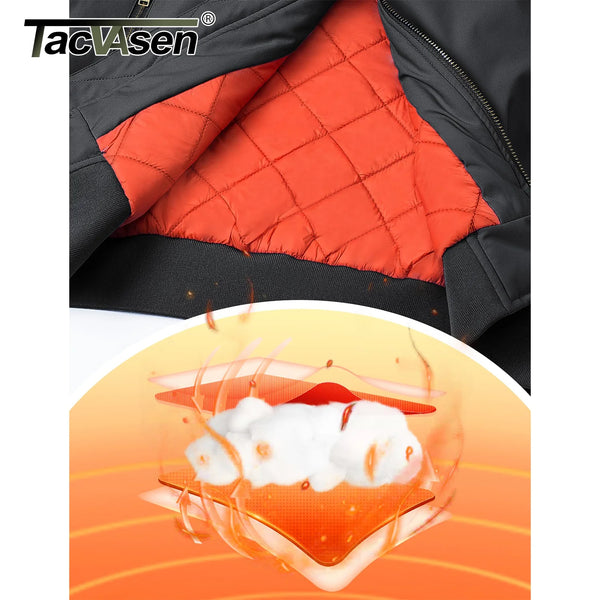 TACVASEN Winter Padded Bike Jackets Outwear Mens Retro Pilot Jacket Coat Casual Baseball Jackets Varsity Jackets Streetwear