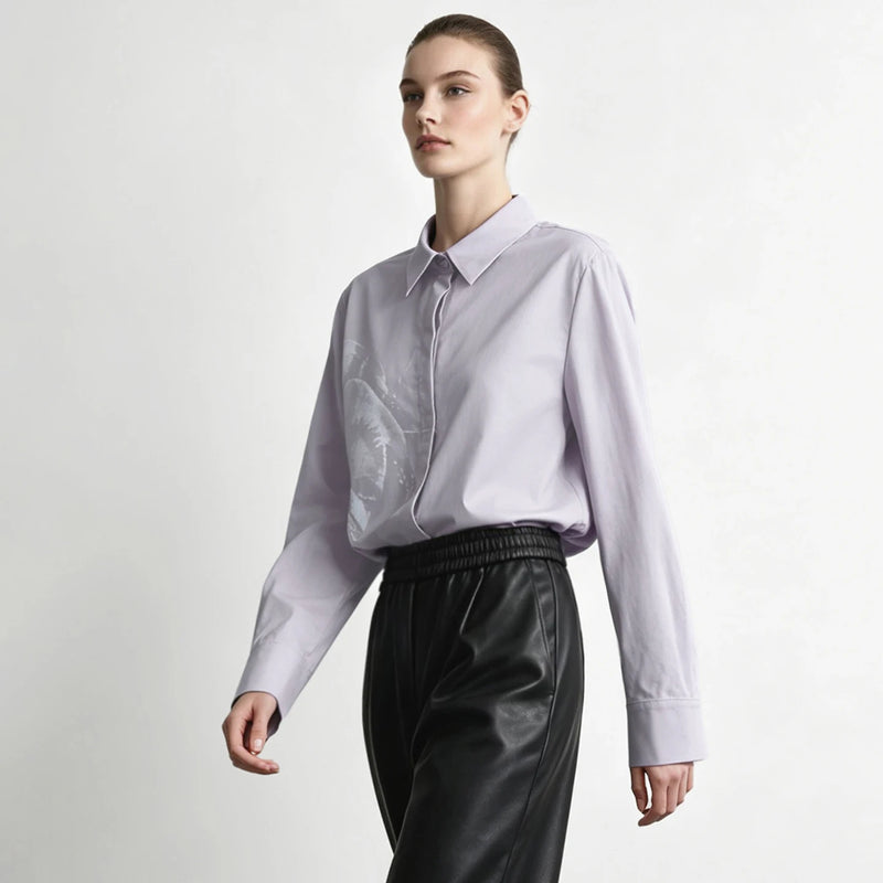Amii Women's Shirt Lapel Collar Cotton Long Sleeve Blouse Casual Commuter Minimalist Tops 2026 Autumn Shirts for Women 12643100