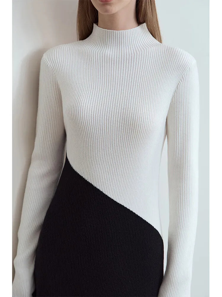 Amii Women Long Sleeve Dresses Elegant Party Slim 2026 New Autumn Winter Knit Christmas Ladies Medium Length Dress 12444177