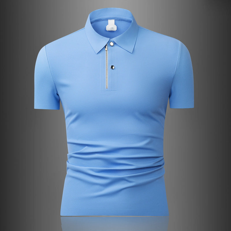 Men's  Waffle Ice Silk Polo Shirt - Cooling & Stretch, Slim Fit, Multi Colors  Breathable, Moisture-wicking  T-shirt.