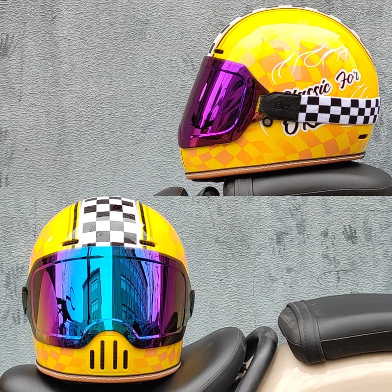 ORZ Retro Full Helmet Motorcycle Motorcycle Helmet Four Seasons Couple Street Bike Helmet Riding