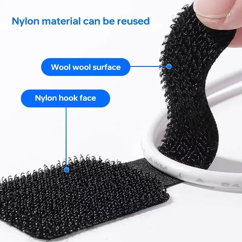 Separate Cable Management Box, Cable Ties, Mouse and Headphone Cable Management Nylon Cable Ties, Reusable Loop Hook Strap, Stra