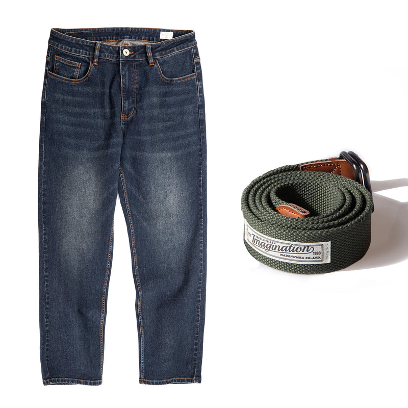 ខោខូវប៊យ Maden របស់បុរស 11.5oz Denim លាងសម្អាតខោត្រង់ធម្មតា YKK Zipper មានហោប៉ៅសម្រាប់រដូវស្លឹកឈើជ្រុះ និងរដូវរងា ខោដែលអាចប្រើប្រាស់បានច្រើនយ៉ាង