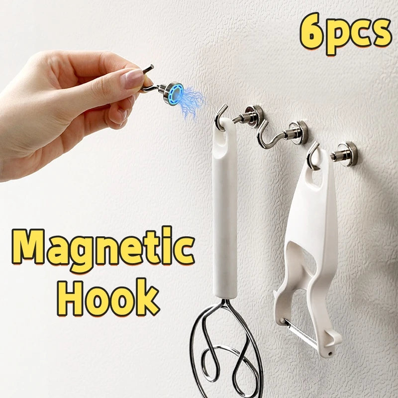 Magnetic Hook Heavy Duty, No Drill Wall Hooks for Bathroom Kitchen, Strong Hold