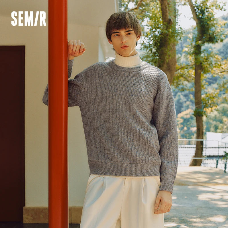 Semir Knitted Sweater Men Winter Fake Two-Piece Knitwear Base Layer Inner Wear 2025 New Marled Yarn Stylish Crew Neck Sweater