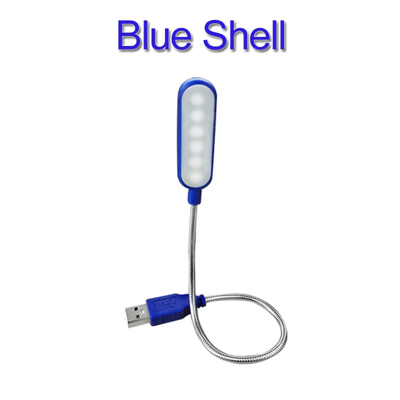 ភ្លើង LED USB ខ្នាតតូច ដែលអាចយកតាមខ្លួនបាន ភ្លើងសៀវភៅ ចង្កៀងអានសៀវភៅ ចង្កៀងរាត្រី អាចបត់បែនបាន សម្រាប់ដាក់លើ Power Bank កុំព្យូទ័រយួរដៃ កុំព្យូទ័រយួរដៃ ពណ៌ខៀវ