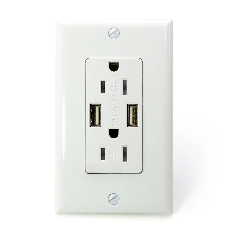 Us Standard 20amp Wall socket with 4AUSB port,American 15amp socket with power leakage protection,TypeC Smart 4.8A Fast Charging