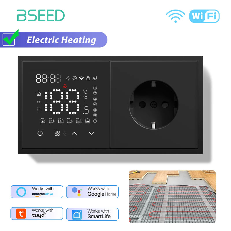 BSEED WIFI Electric Heating Water Boiler Smart Thermostat With Socket Support Alexa Google Temperature Controller Plastic Frame