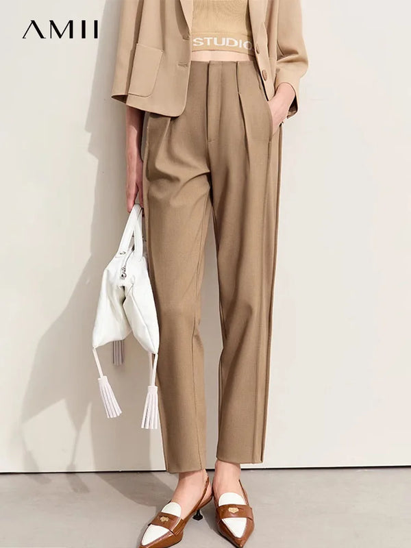 ខោ Amii Minimalism 2024 សម្រាប់ស្ត្រីរដូវស្លឹកឈើជ្រុះថ្មីដែលធ្វើដំណើរជាមូលដ្ឋាន ខោវែងកជើង ខោស្ពៃក្តោប 12443057