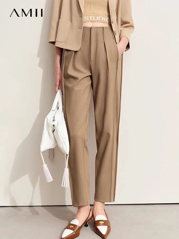 ខោ Amii Minimalism 2024 សម្រាប់ស្ត្រីរដូវស្លឹកឈើជ្រុះថ្មីដែលធ្វើដំណើរជាមូលដ្ឋាន ខោវែងកជើង ខោស្ពៃក្តោប 12443057