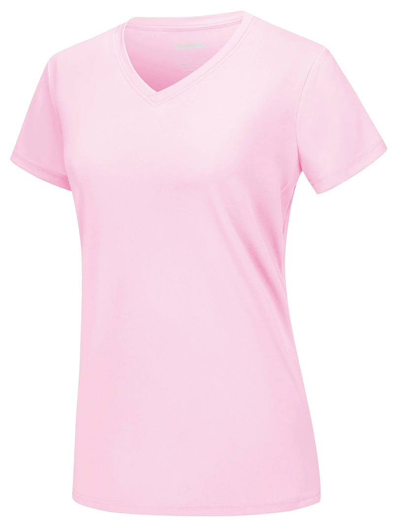 TACVASEN UPF 50+ Summer Sun Protection V-Neck T-shirts Womens Short Sleeve T-shirts Breathable Lightweight Quick Dry Shirts Tops