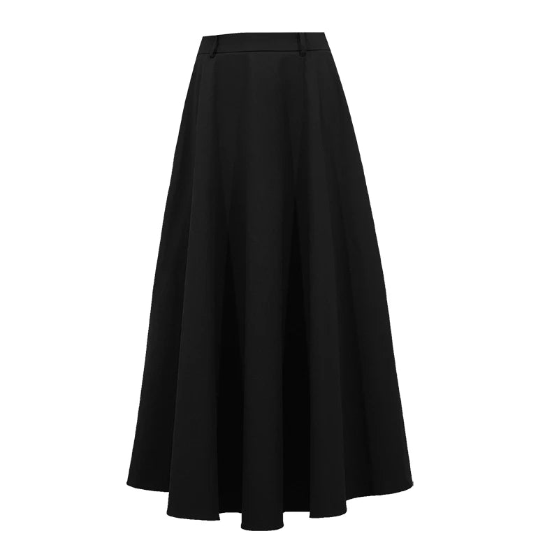 Amii Women's Cotton A-Line Midi Skirt High Waist Loose Fit Pockets Slimming Business Casual 2026 Autumn Woman Clothes 12623061