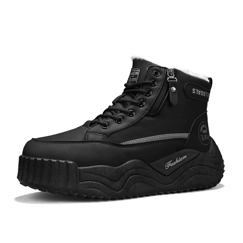 Men's Snow Boots New Winter Warm Plush Thick-Sole Casual Boots Fashion Outdoor Sports Work Boots Soft-Sole High-Top Cotton Boots