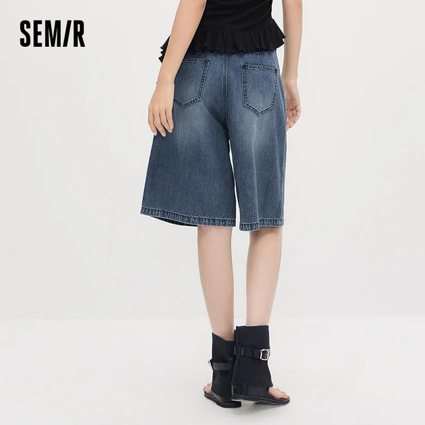 ខោ Semir សម្រាប់នារី ខោ Denim ត្រជាក់ស្រួល រលុង ទាន់សម័យ ស្លីម ប្រវែងជង្គង់ រដូវក្ដៅ 2026 ស្ទីលធម្មតា ស្ទីលតាមដងផ្លូវ