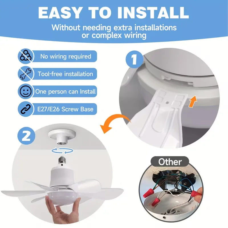 E27/E26 Universal Fan Ceiling Lights with Remote Control Featuring Adjustable Airflow And Silent Operation for Bedrooms Kitchens