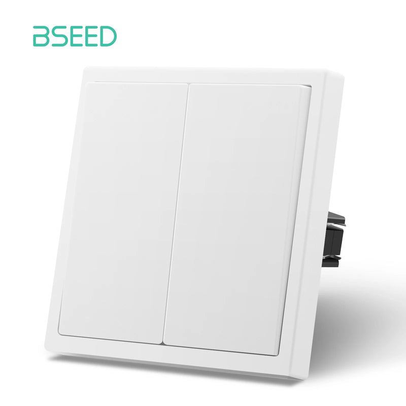 BSEED Mechanical Button Switch 1/2Gang 1Way Wall Light Switch On/Off Wall Switch Plastic Frame 80*80mm Switch
