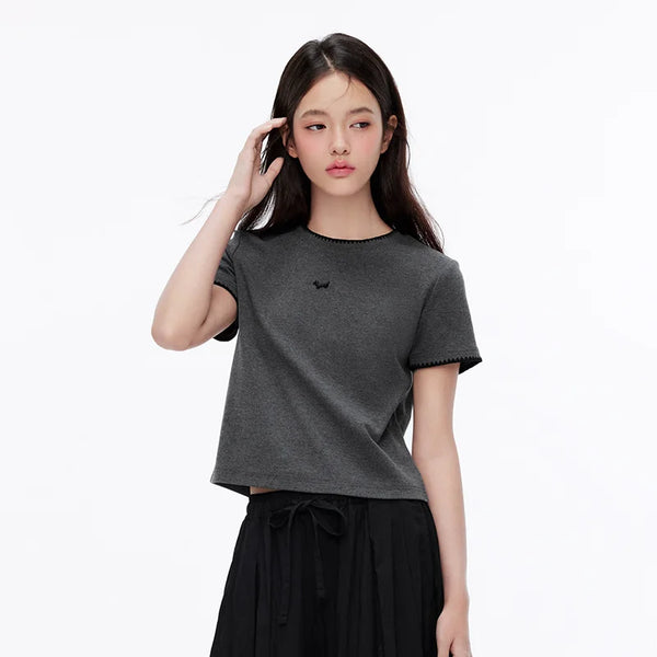 អាវយឺតនារី Semir ឆ្នាំ ២០២៦ ឆ្កែខ្លីប៉ាក់ស្លីមស្មាធម្មតាម៉ូដសាមញ្ញធម្មតា