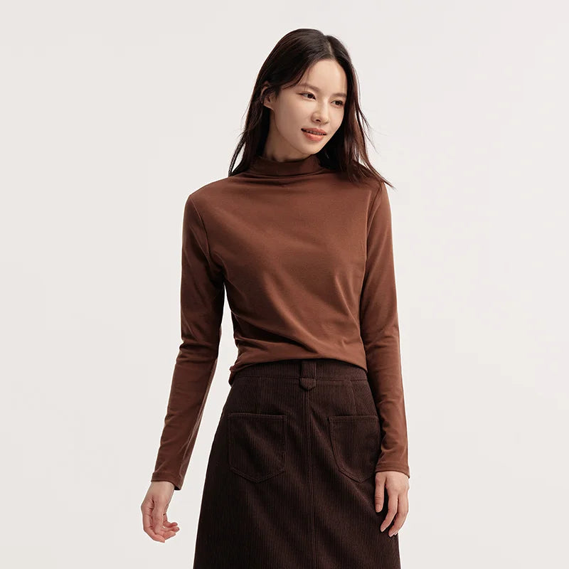 Semir Women Tshirt Thermal Antibacterial Half Turtleneck Solid Slim Fit Long Sleeve 2026 Everyday Layering Base Top